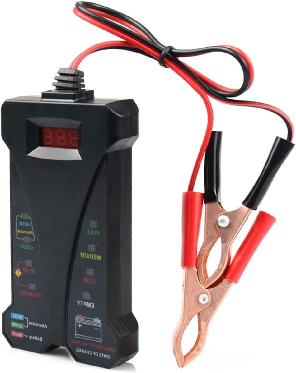 Batterijtester Auto - Dynamo Tester - Voertuig Diagnose - Digitaal LED Display - 12 Volt - Zwart