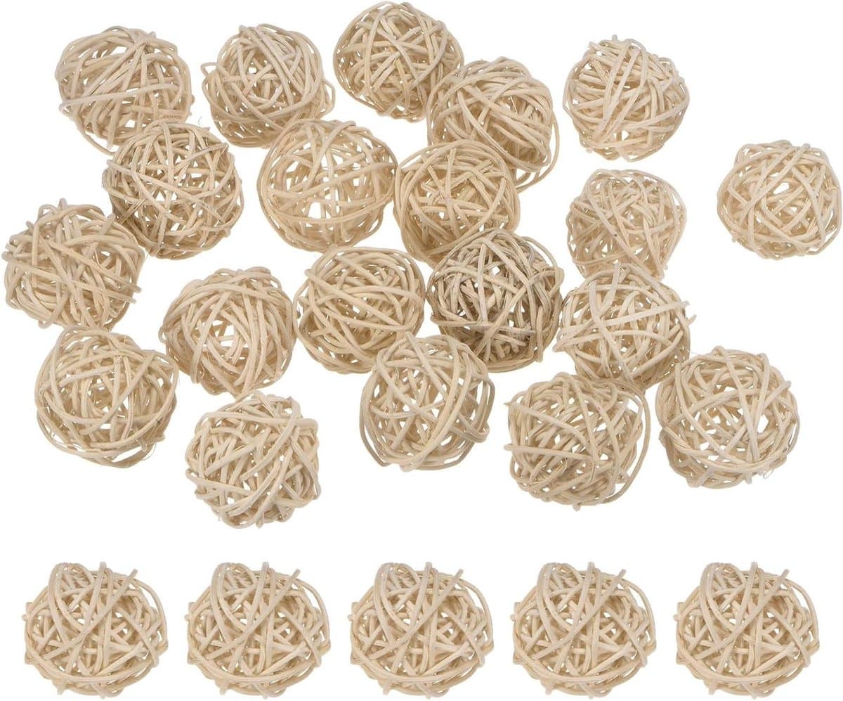 Rotan ballen - Decoratieve bollen - Huis decoreren - Handgemaakt - 40 mm - Beige