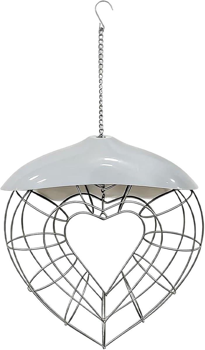 Vogelvoeder Hartvorm - Voerstation Tuin - Vogels Voeren - Stevige Vetbal Beschermer - 27 x 24 x 7 cm