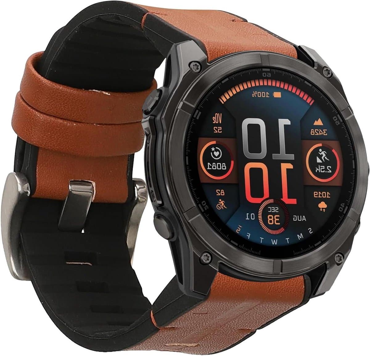 Horlogeband Leer - Polsband Activity Tracker - Dagelijks Gebruik - Verstelbare Sluiting - 20 mm Breed - Bruin Zwart