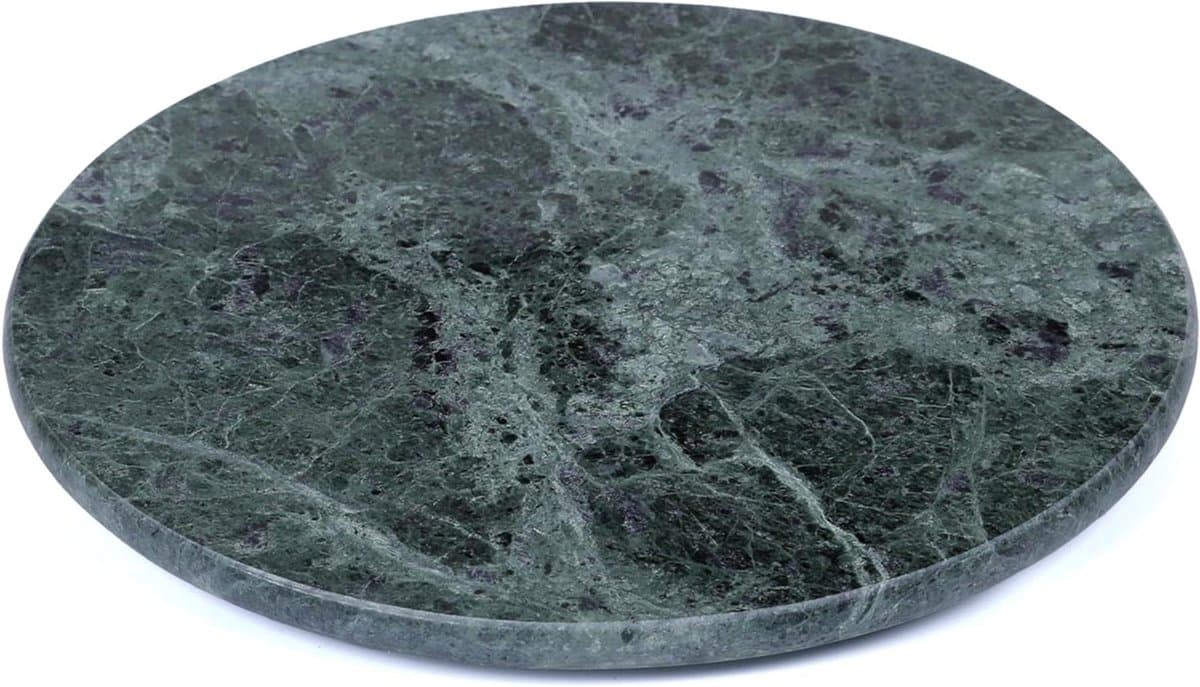 Marmeren Serveerplateau - Kaasplankje Dessertbord - Eettafel Decoratie - Handgemaakt Uniek Design - Diameter 20cm - Groen