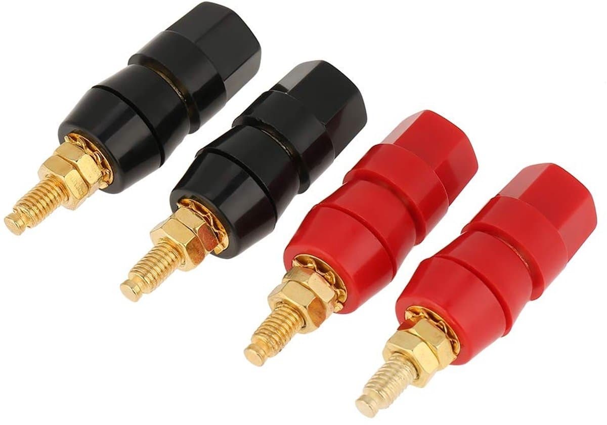 Jhubersproducts - Audio Speaker Terminal - Verbeter je Geluidsinstallatie - Zwart en Rood - Banana Plug Jack - Ideaal voor Thuisgebruik - 4 Stuks