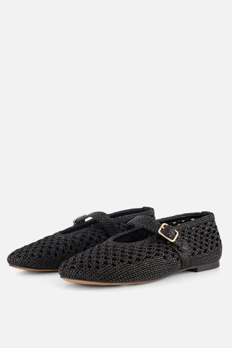 Cellini Ballerina's zwart Raffia - Maat 38