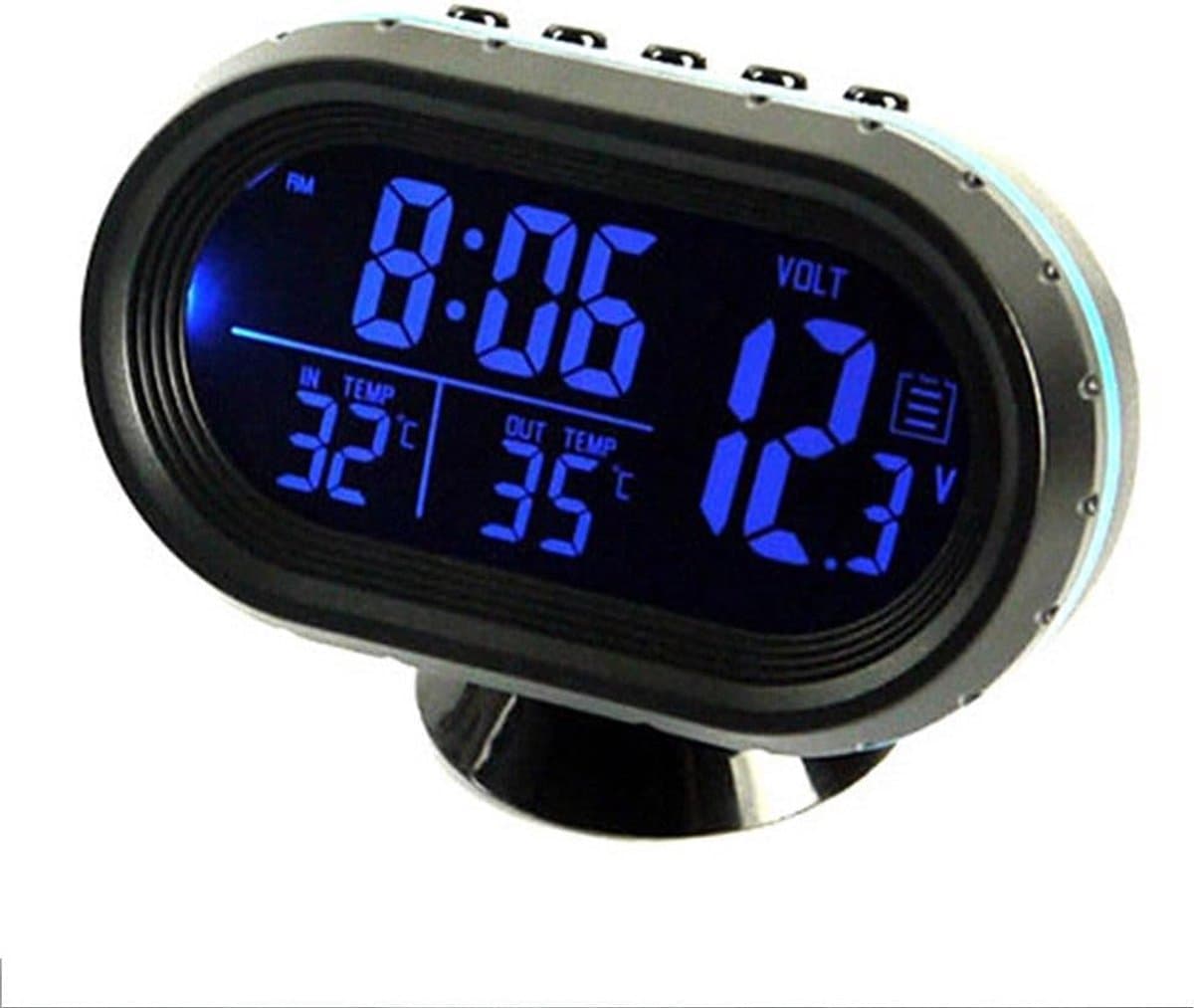 12V/24V auto voltmeter monitor thermometer met temperatuur/tijd LCD-scherm, digitale dashboard klok batterij monitor met achtergrondverlichting