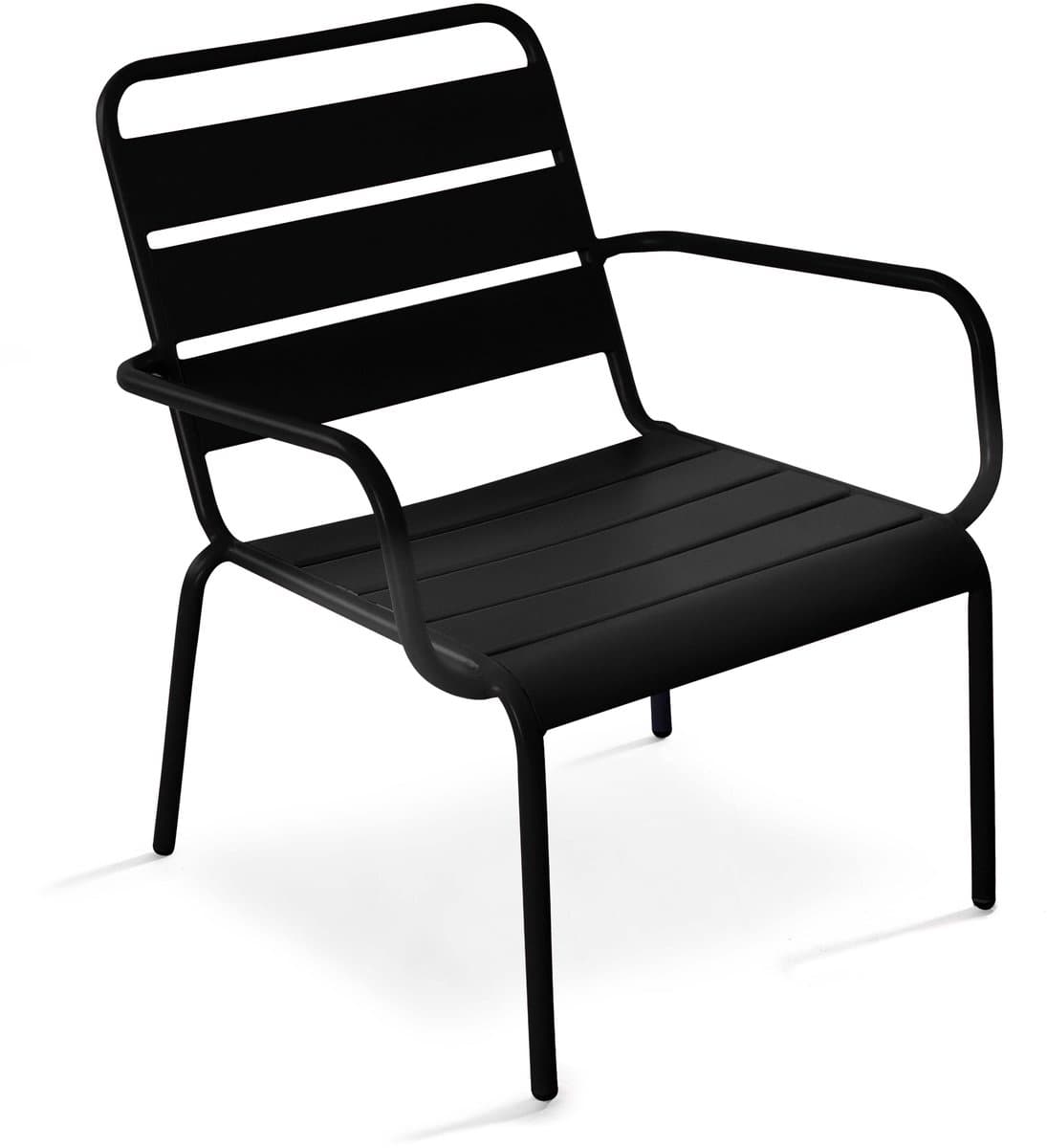 Oviala - Lage zwart relax tuinstoel van staal - Palavas