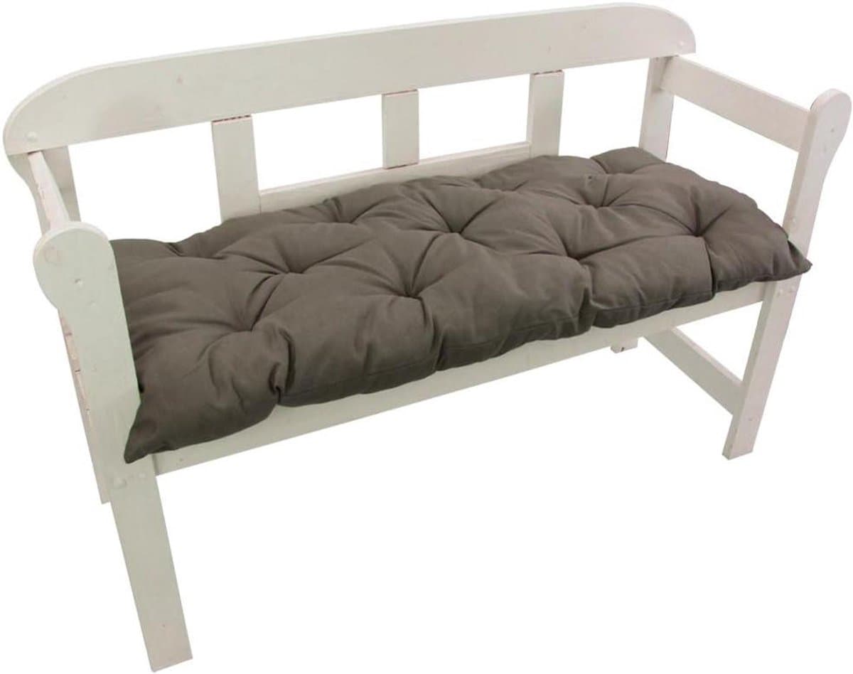 Bankkussen - Zitkussen Tuinbank - Buiten Zitten - 8 cm Dik Gevoerd - 140 x 45 cm - Grijs