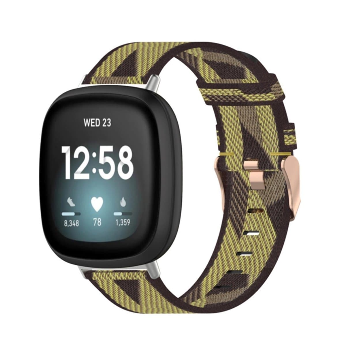 Voor Fitbit Versa 3 / Fitbit Sense nylon canvas strip textuurband, maat: gratis maat (geel)
