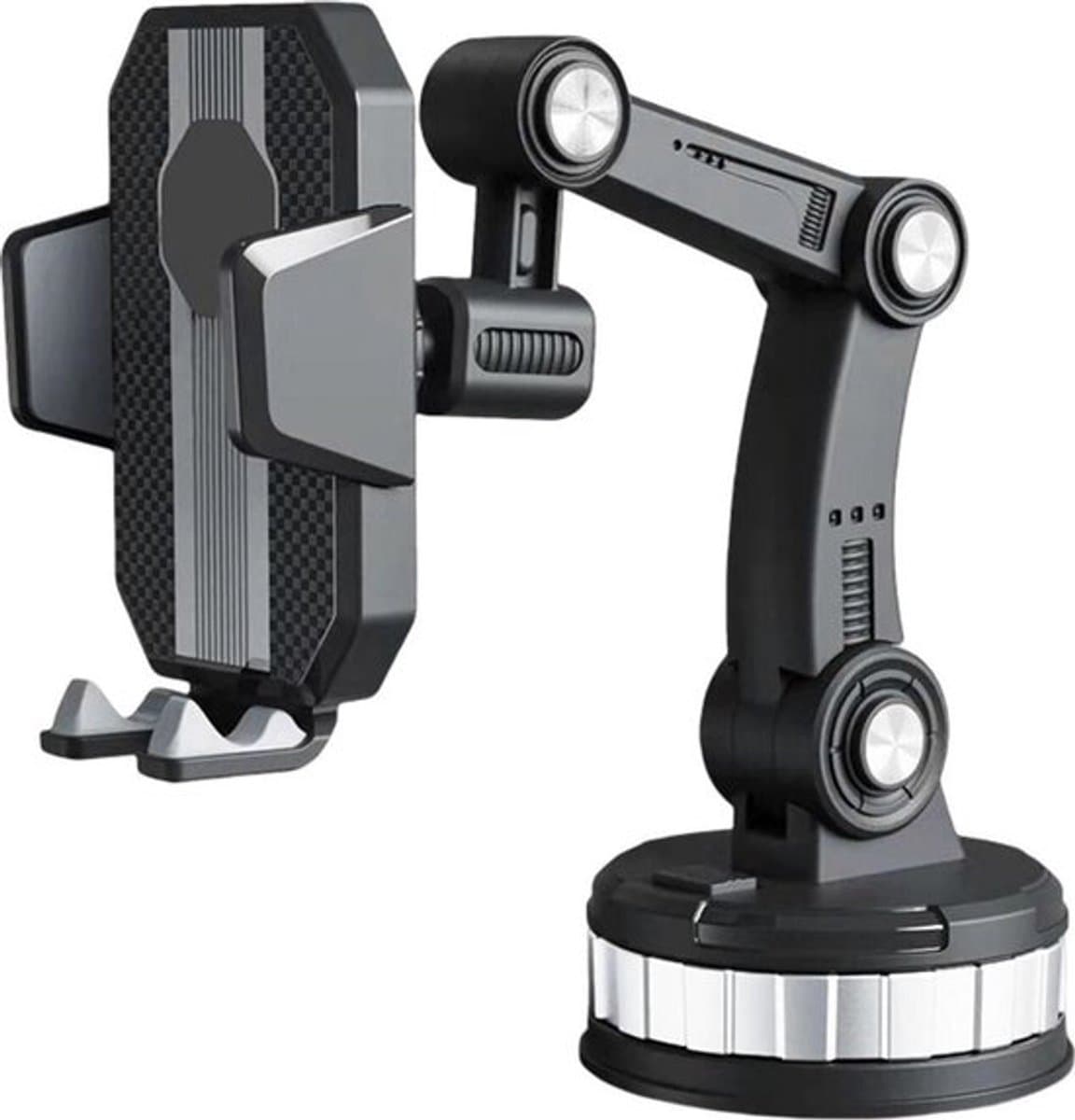 Vergrendelbare telefoonhouder - Ergonomisch ontworpen, verstelbare, opvouwbare en 360° draaibare autotelefoonhouder - Zwart
