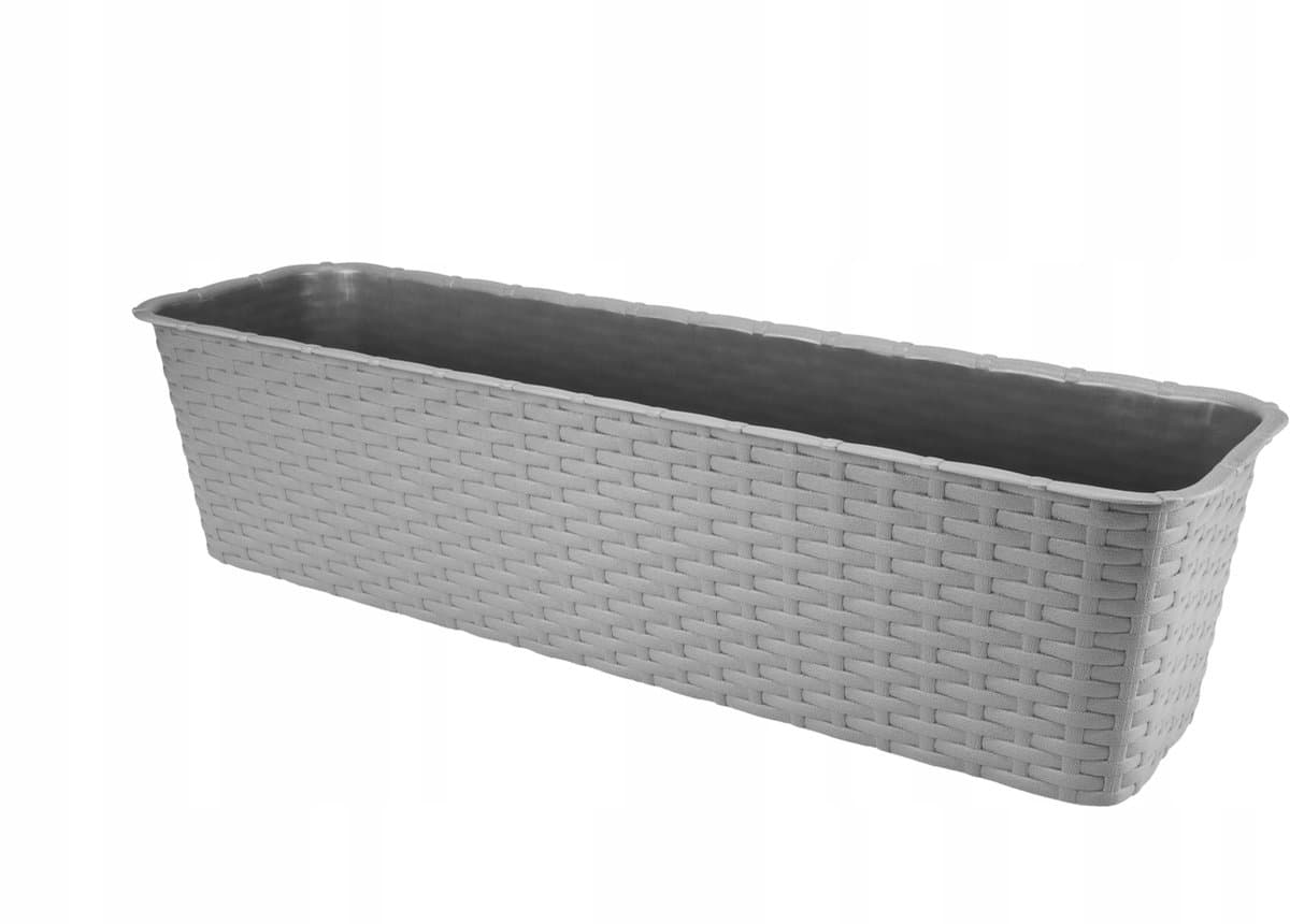 Grijze Balkonpot Rattan 60cm - Stijlvol en Duurzaam