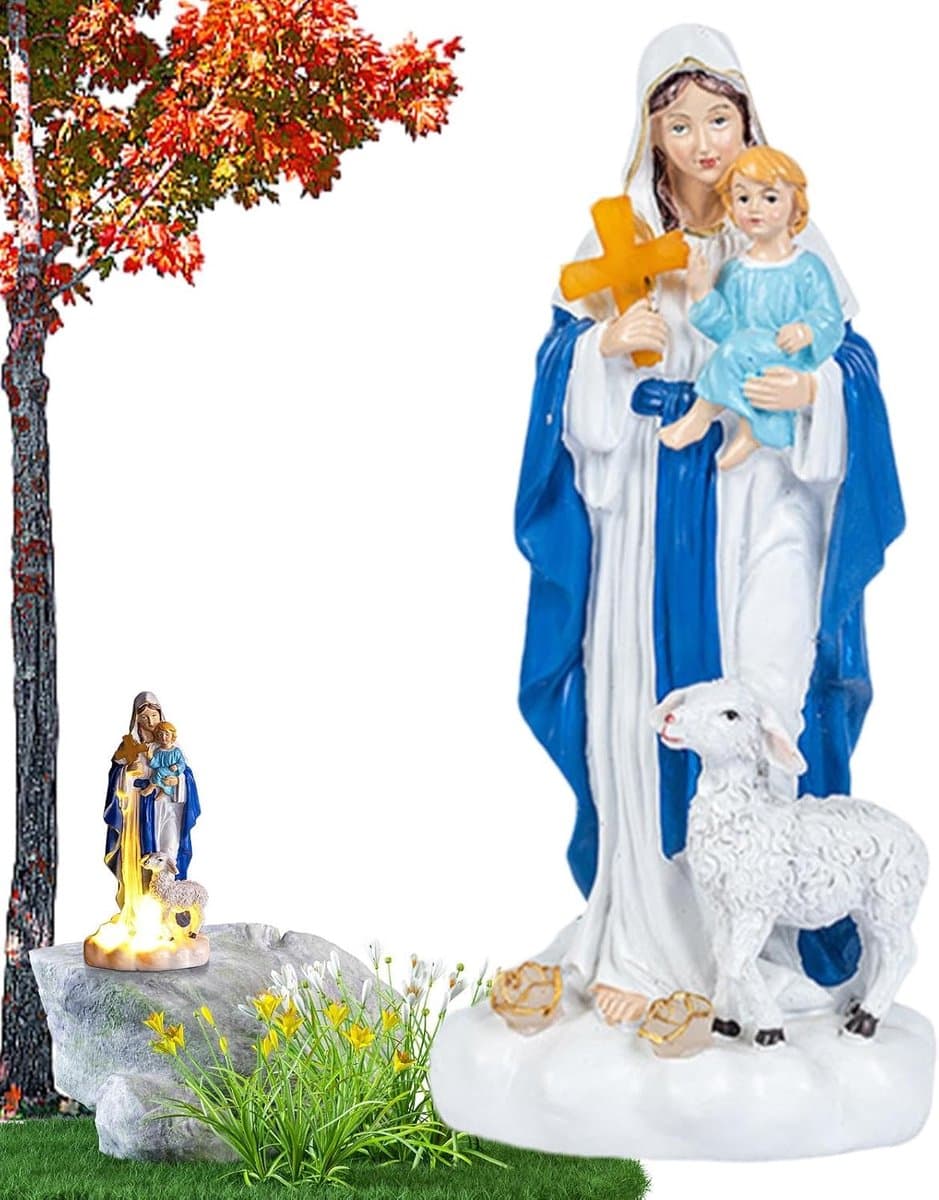 Religieus Beeld - Maria Jezus - Kerstversiering Buiten - Zonne-energie Verlichting - 29 cm Lengte - Niet gespecificeerd