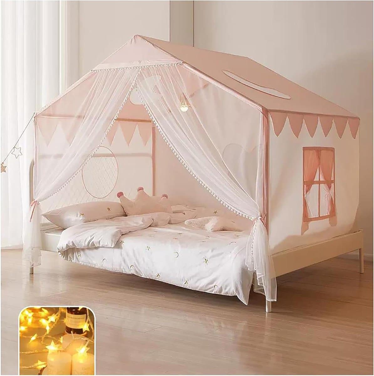 Klamboe Hemelbed - Muggennet Tent - Slaapcomfort Creëren - Kasteel Ontwerp - Queen L - Roze