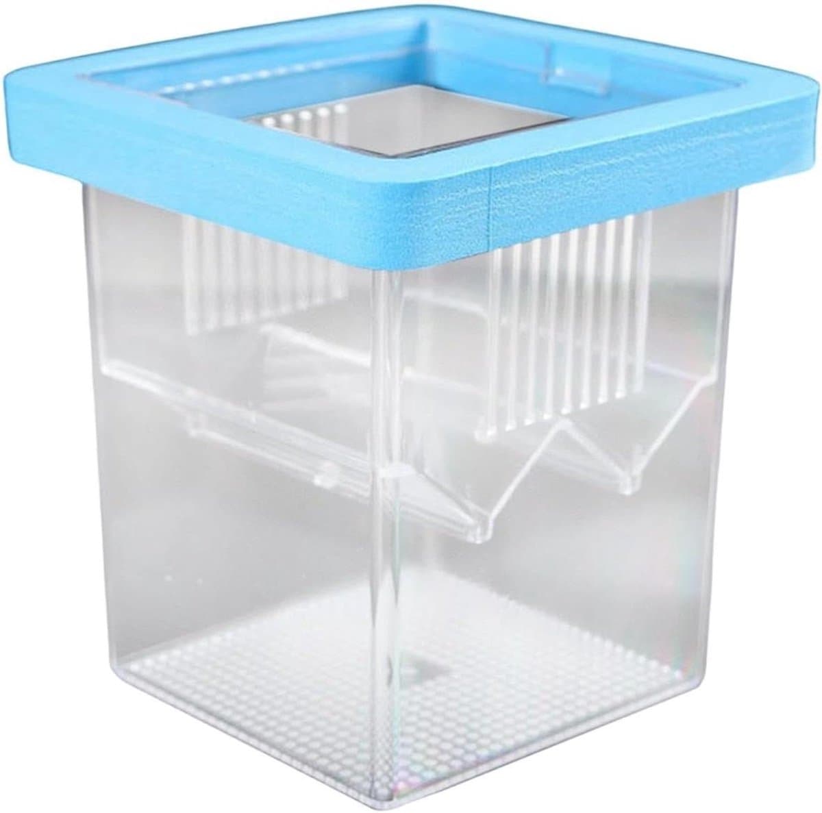 Aquarium Kweekbak - Broedbox Incubator - Vissen Kweken - Verstelbare Scheidingswand - 8.6 x 8.6 x 11 cm - Blauw