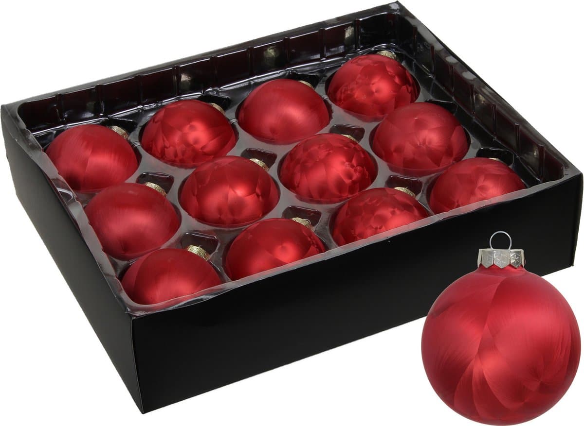 Othmar Decorations Luxe kleine kerstballen - 24x st - 6 cm - rood - glas - ice finish
