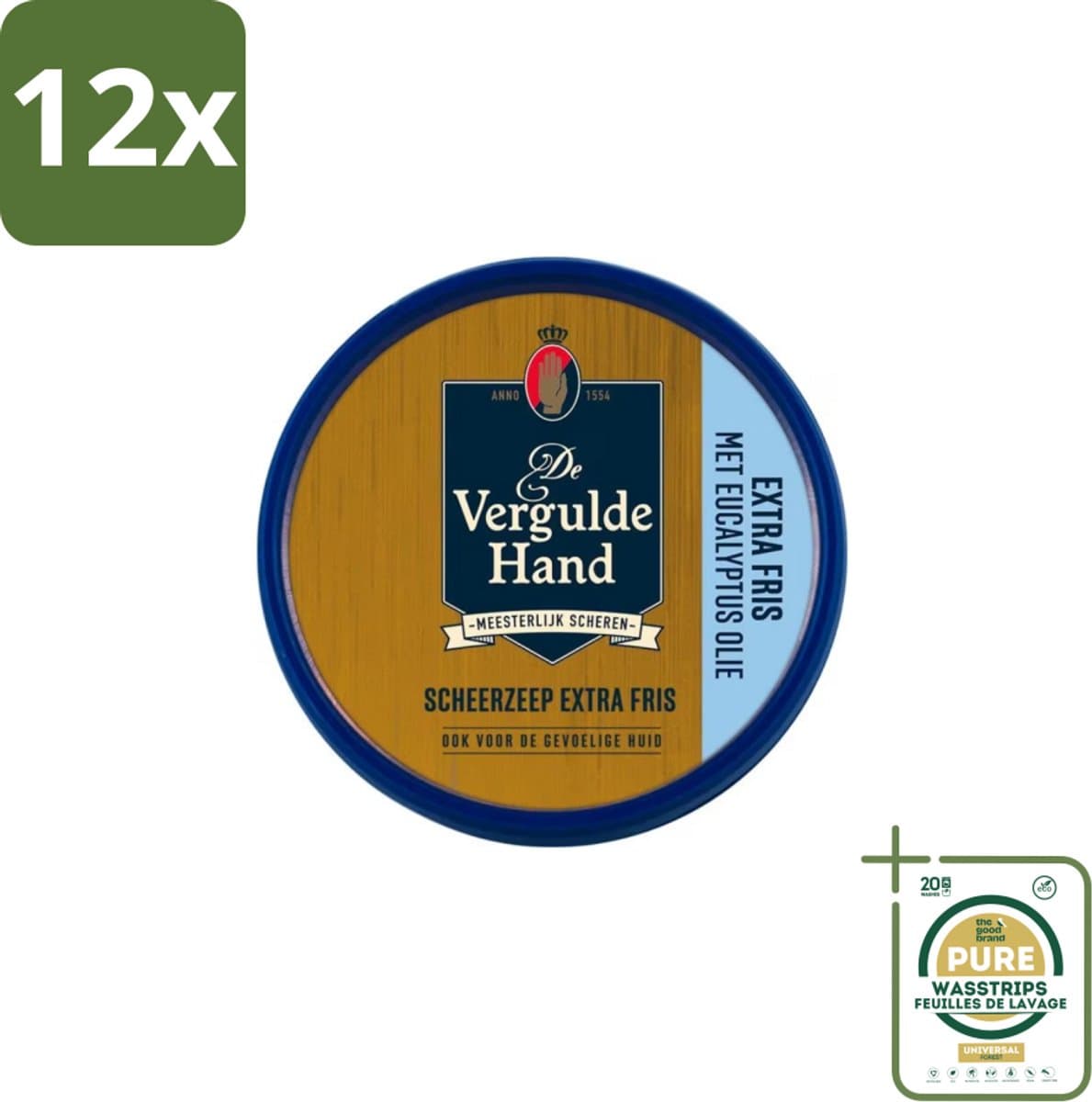 Vergulde Hand - Scheerzeeptablet - Extra Fris - 75 gr - Voordeelverpakking - 12 stuks - Schuimende zeep - Scherpe baard