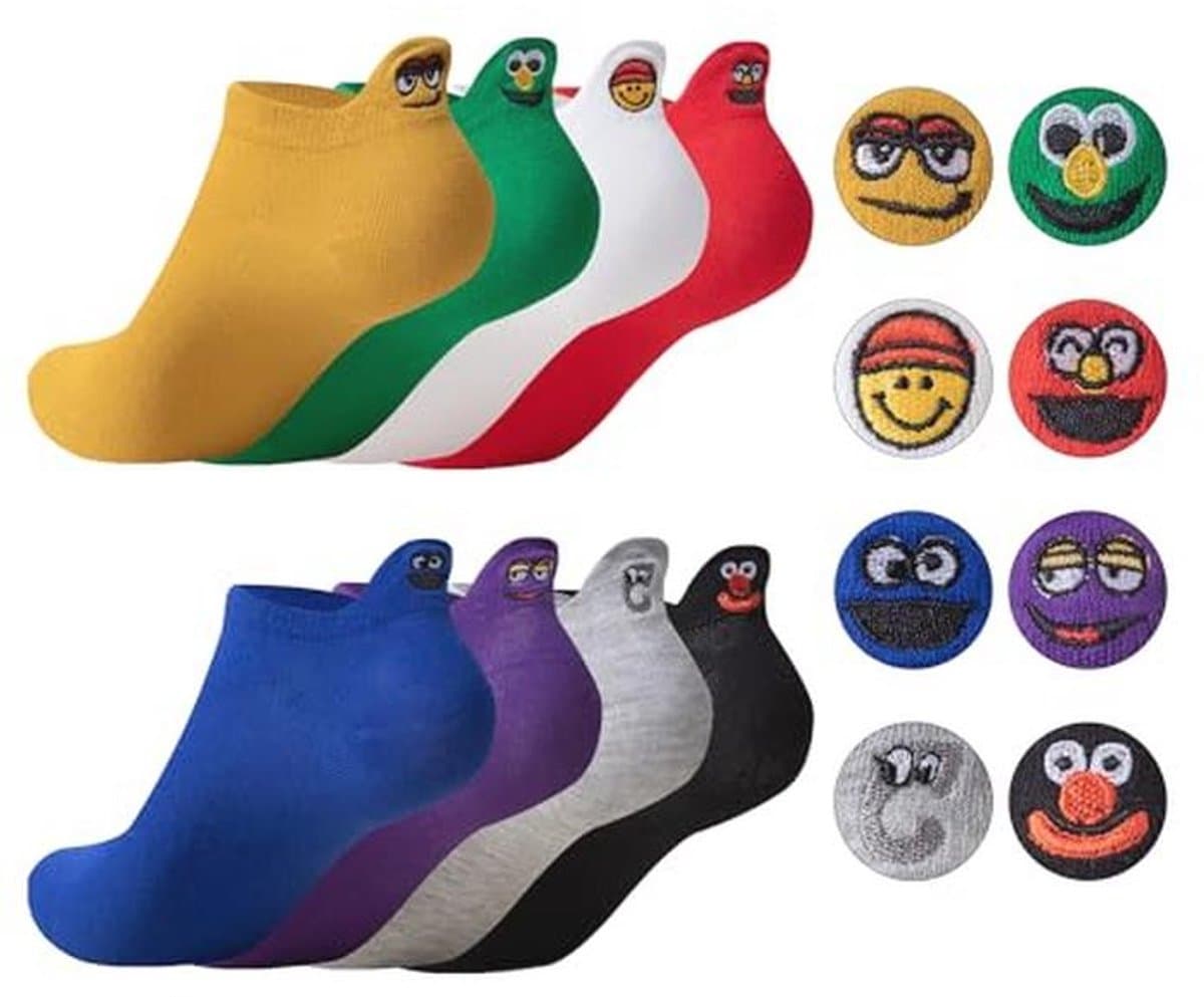 Kleurrijke Sneakersokken Dames Maten 35-42 - 10 Paar Grappige en Gekke Sokken