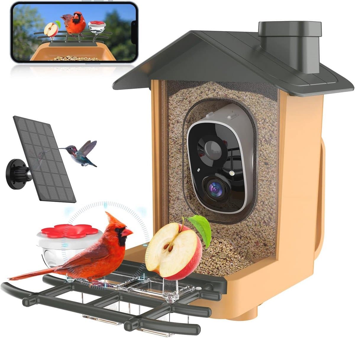 Vogelvoederhuis met Camera en AI Identificatie - HD Nachtzicht en Waterdicht Design