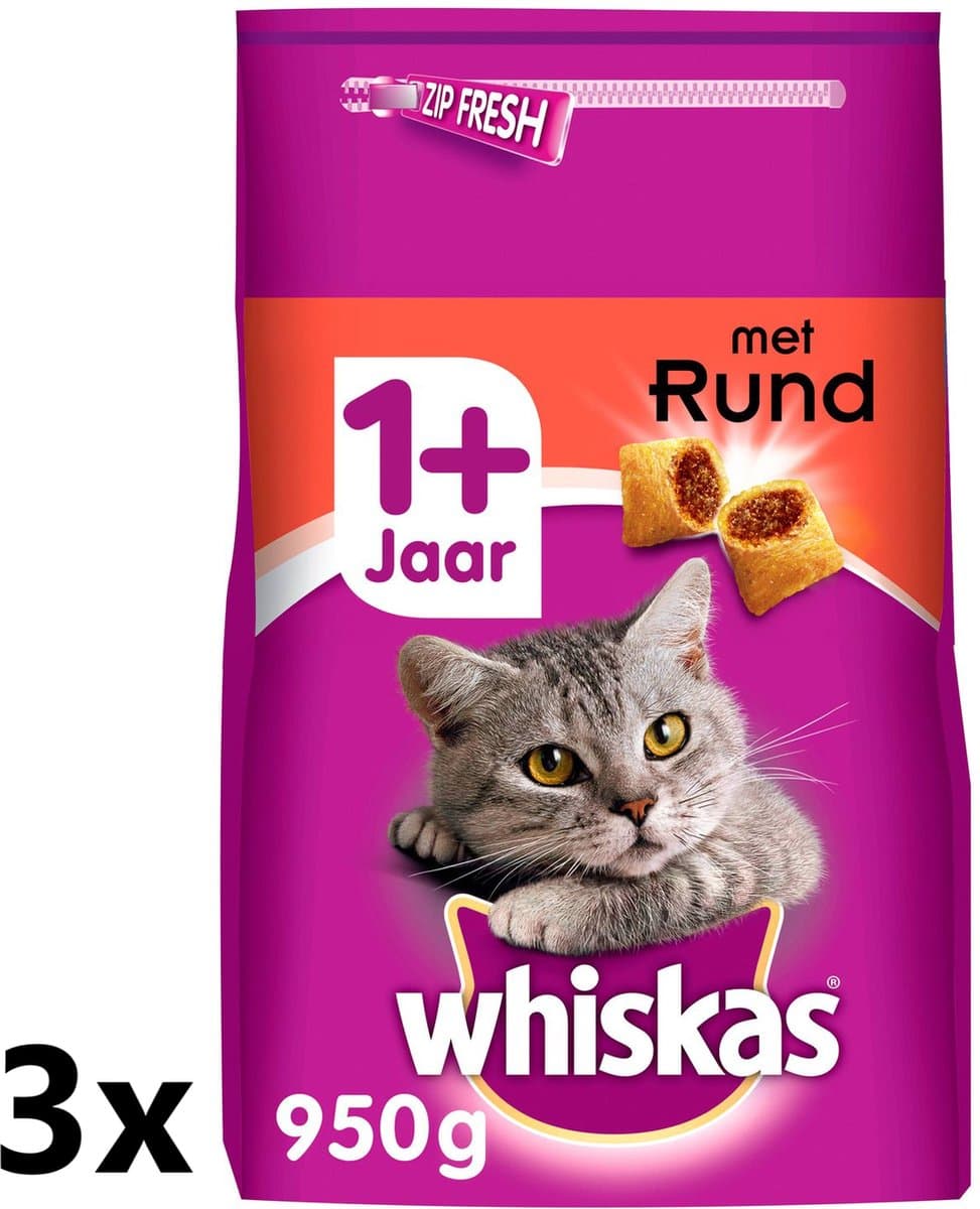 Whiskas - Katten Droogvoer - Adult - Rund - 3x800g