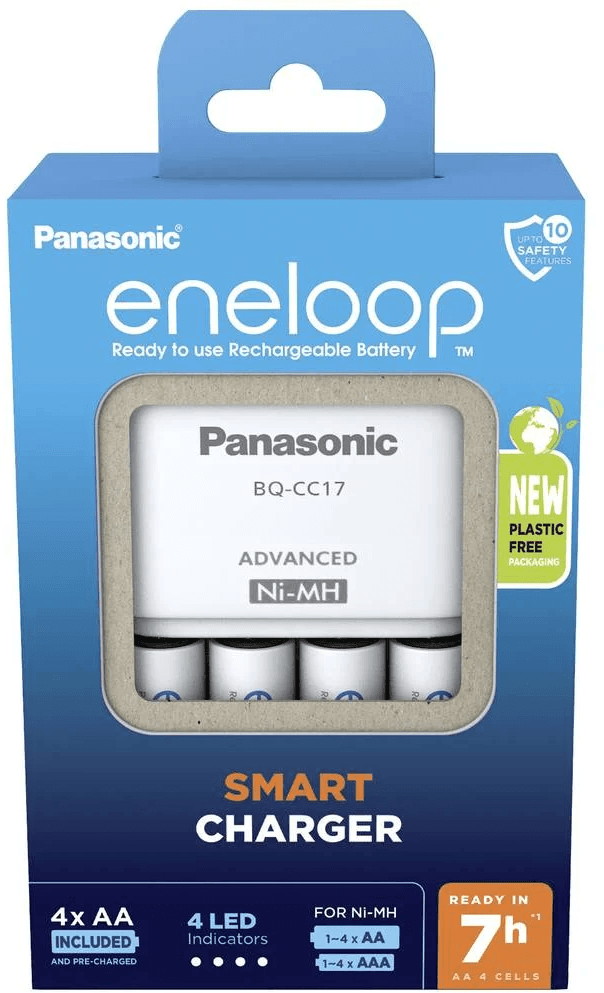 Panasonic Eneloop Oplader + 4x AA 2000 mAh batterijen - BQ-CC17