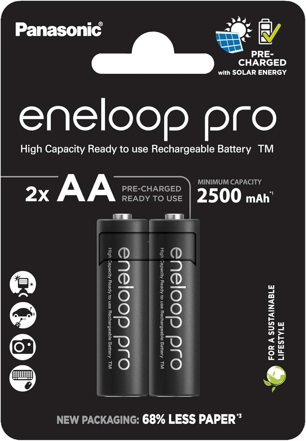 Panasonic 2500mAh, 1.2V Oplaadbare batterij AA